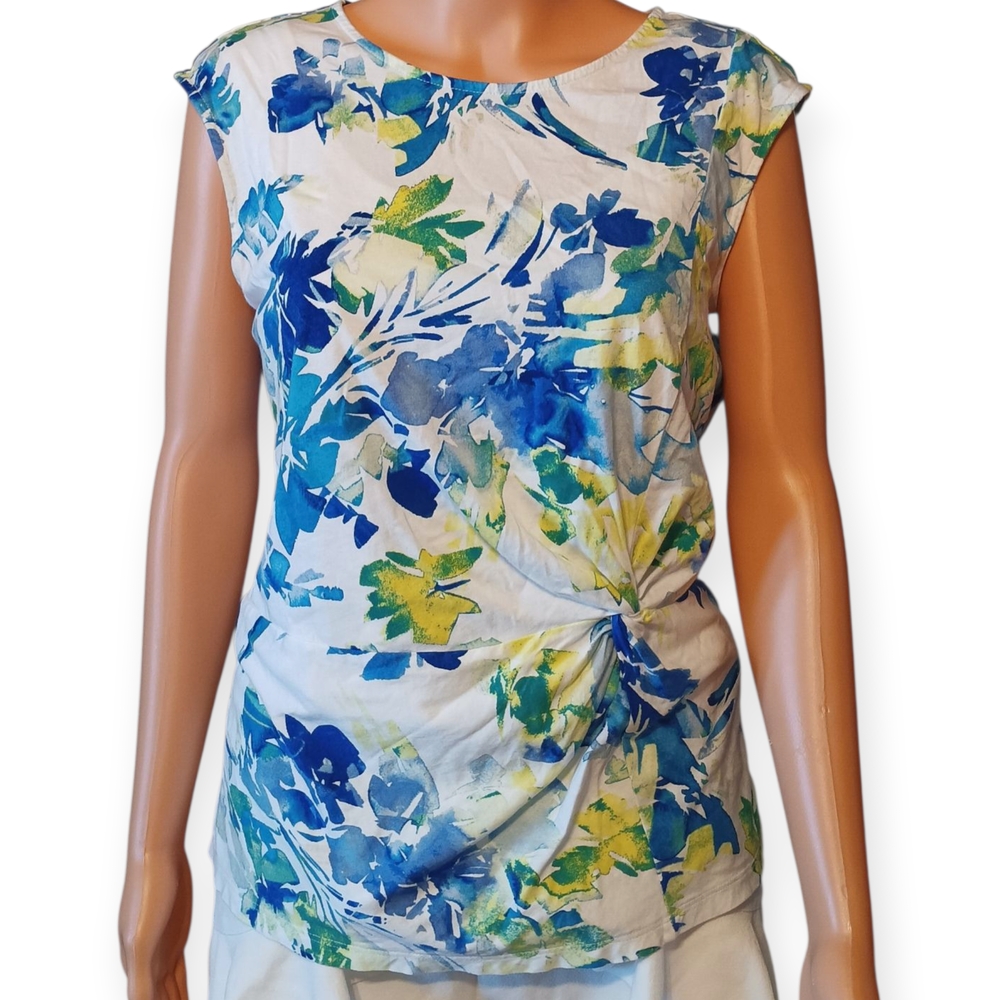 Calvin Klein Blue and Green Floral Blouse